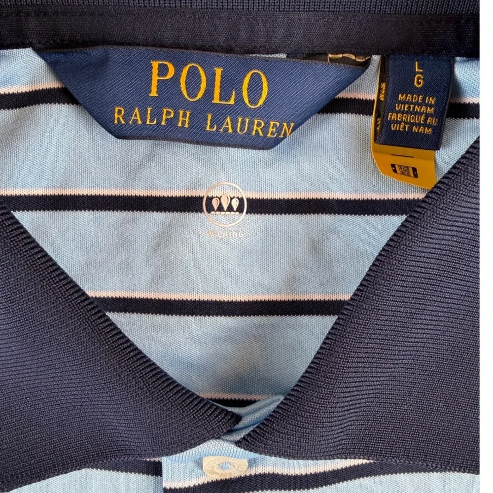 Polo Ralph Lauren Golf Polo‎ Men Large Blue Striped Torrey Pines 121st US Open